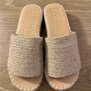 Beige Woven Slide Sandals - never worn